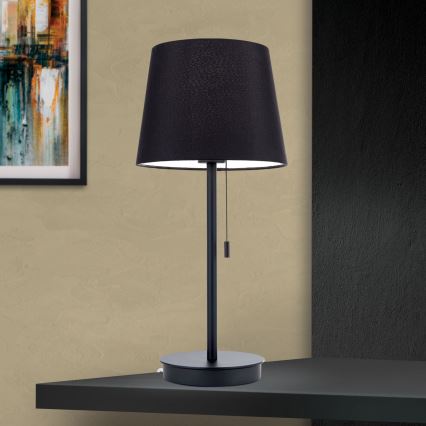 Stolní lampa s USB portem LUDWIG 1xE27/40W/230V 50 cm černá