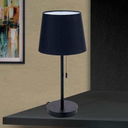 Stolní lampa s USB portem LUDWIG 1xE27/40W/230V 50 cm černá