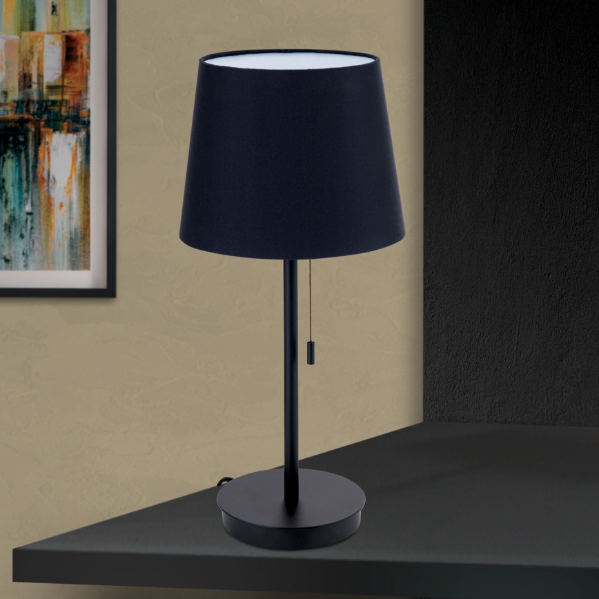 Stolní lampa s USB portem LUDWIG 1xE27/40W/230V 50 cm černá