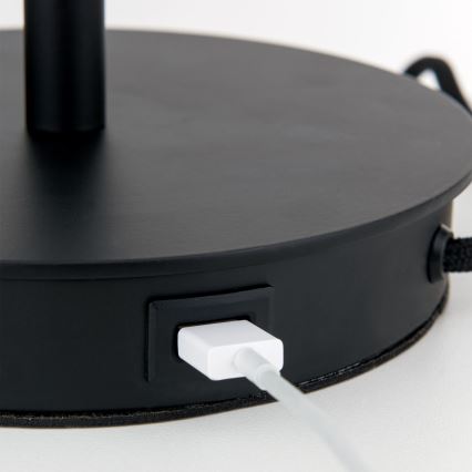 Stolní lampa s USB portem LUDWIG 1xE27/40W/230V 50 cm černá
