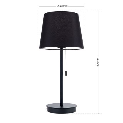 Stolní lampa s USB portem LUDWIG 1xE27/40W/230V 50 cm černá