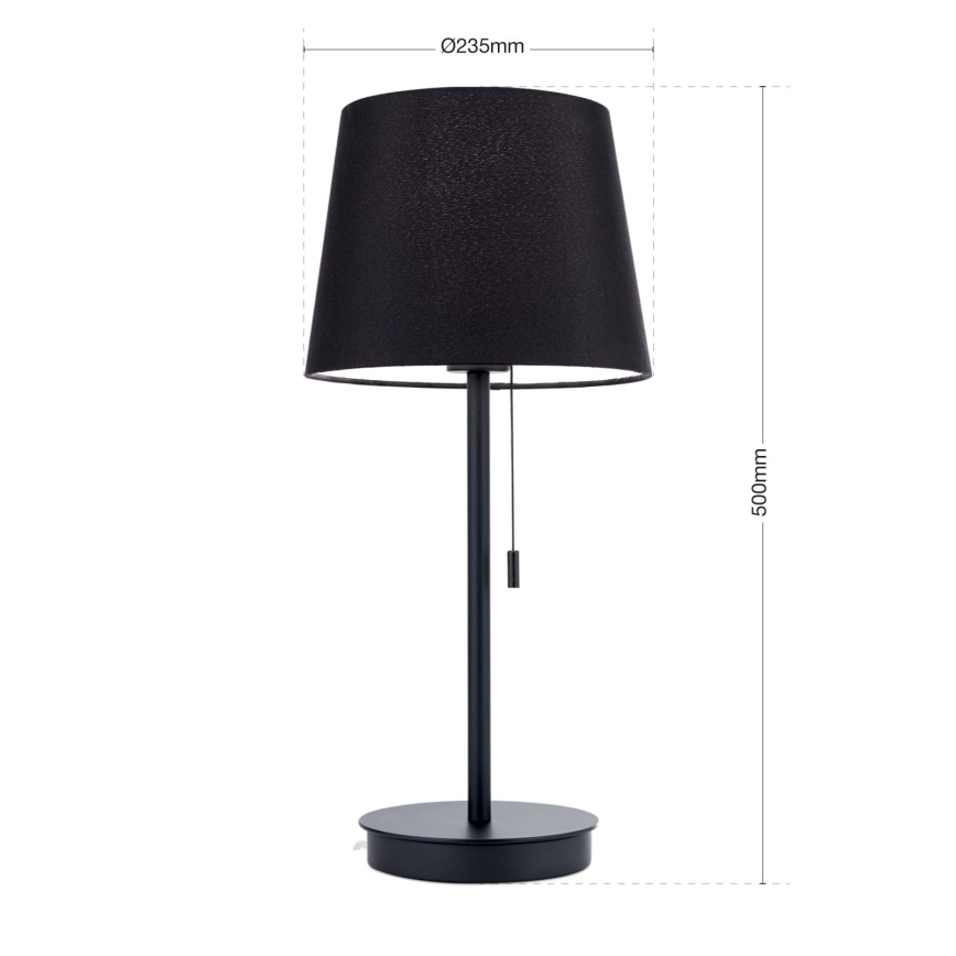 Stolní lampa s USB portem LUDWIG 1xE27/40W/230V 50 cm černá