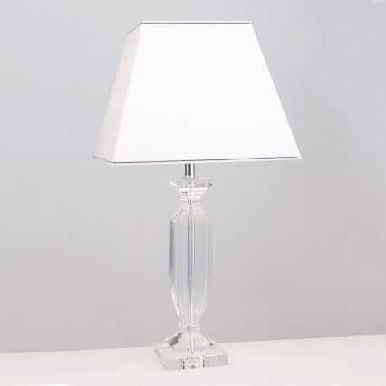 Křišťálová stolní lampa POKAL 1xE27/60W/230V bílá/čirá