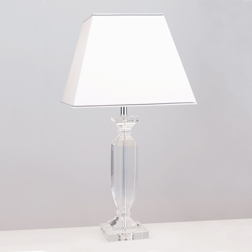 Křišťálová stolní lampa POKAL 1xE27/60W/230V bílá/čirá