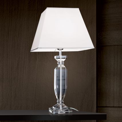Křišťálová stolní lampa POKAL 1xE27/60W/230V bílá/čirá
