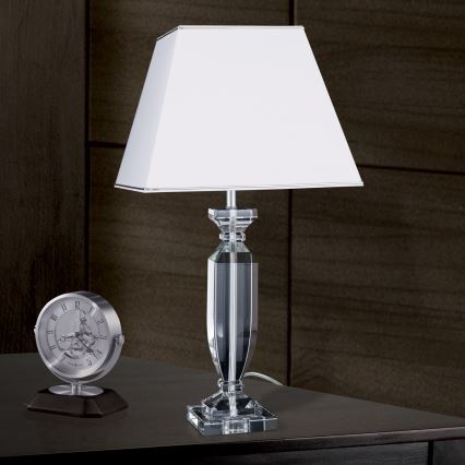 Křišťálová stolní lampa POKAL 1xE27/60W/230V bílá/čirá