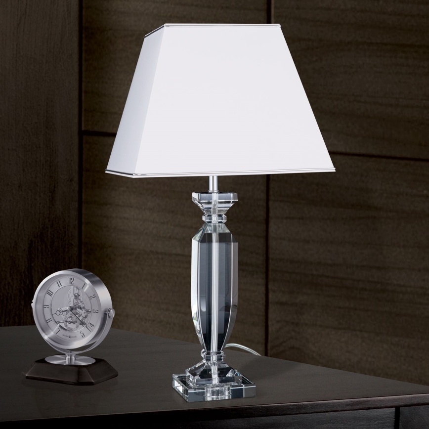 Křišťálová stolní lampa POKAL 1xE27/60W/230V bílá/čirá