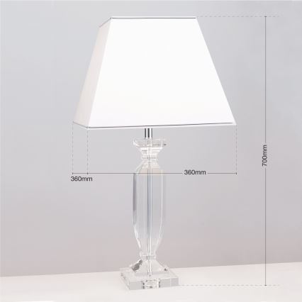 Křišťálová stolní lampa POKAL 1xE27/60W/230V bílá/čirá