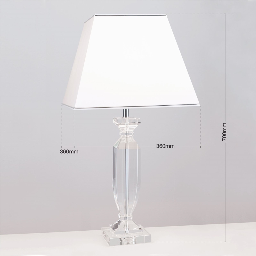 Křišťálová stolní lampa POKAL 1xE27/60W/230V bílá/čirá