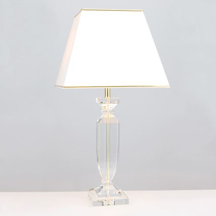 Křišťálová stolní lampa POKAL 1xE27/60W/230V krémová/čirá