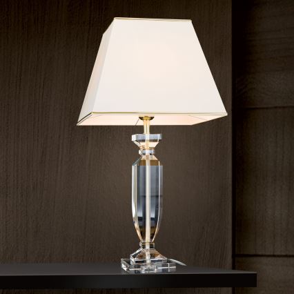 Křišťálová stolní lampa POKAL 1xE27/60W/230V krémová/čirá