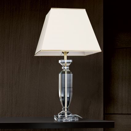 Křišťálová stolní lampa POKAL 1xE27/60W/230V krémová/čirá