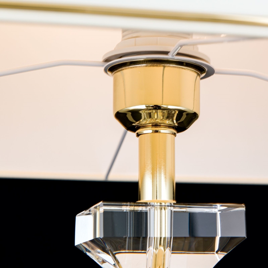 Křišťálová stolní lampa POKAL 1xE27/60W/230V krémová/čirá