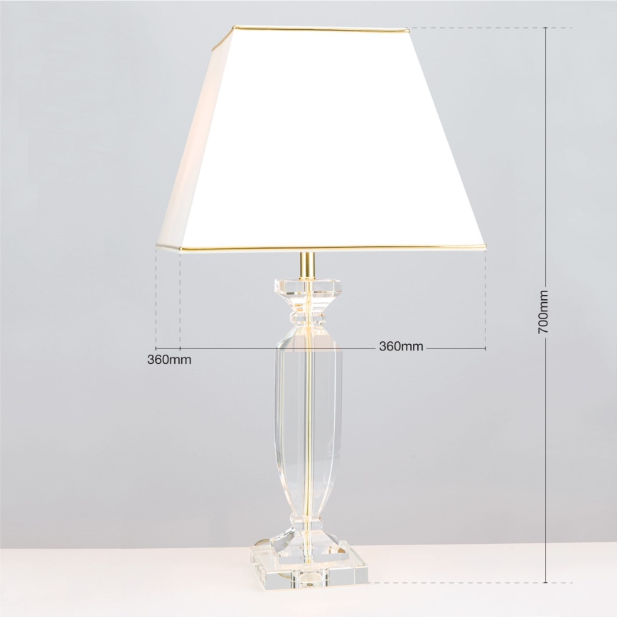 Křišťálová stolní lampa POKAL 1xE27/60W/230V krémová/čirá