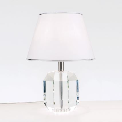 Křišťálová stolní lampa ALEXIS 1xE27/60W/230V bílá/lesklý chrom/čirá