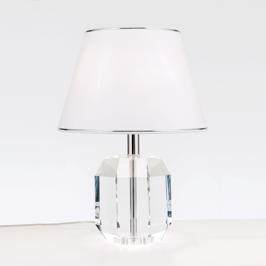 Křišťálová stolní lampa ALEXIS 1xE27/60W/230V bílá/lesklý chrom/čirá