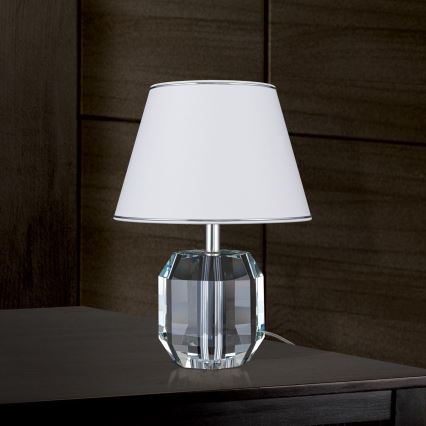 Křišťálová stolní lampa ALEXIS 1xE27/60W/230V bílá/lesklý chrom/čirá