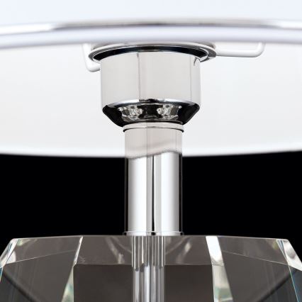 Křišťálová stolní lampa ALEXIS 1xE27/60W/230V bílá/lesklý chrom/čirá