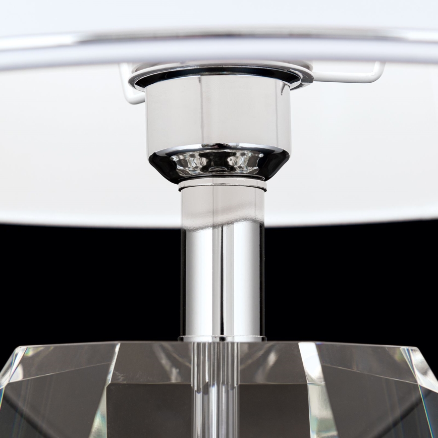 Křišťálová stolní lampa ALEXIS 1xE27/60W/230V bílá/lesklý chrom/čirá