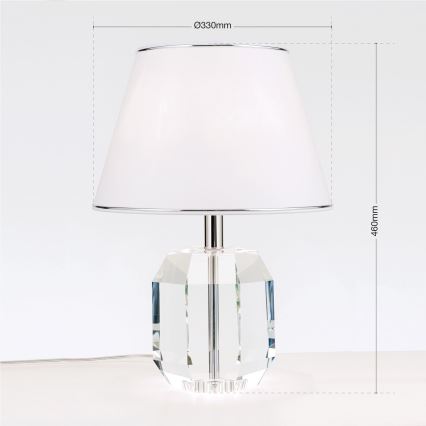 Křišťálová stolní lampa ALEXIS 1xE27/60W/230V bílá/lesklý chrom/čirá