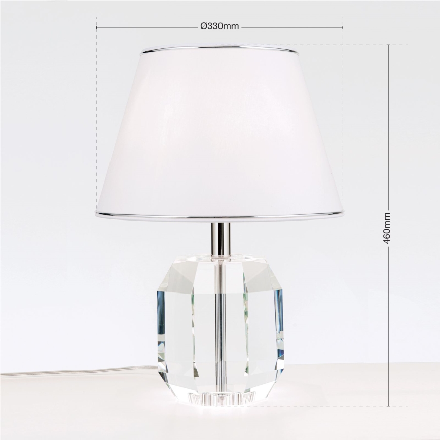 Křišťálová stolní lampa ALEXIS 1xE27/60W/230V bílá/lesklý chrom/čirá