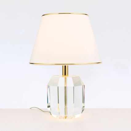 Křišťálová stolní lampa ALEXIS 1xE27/60W/230V krémová/zlatá/čirá