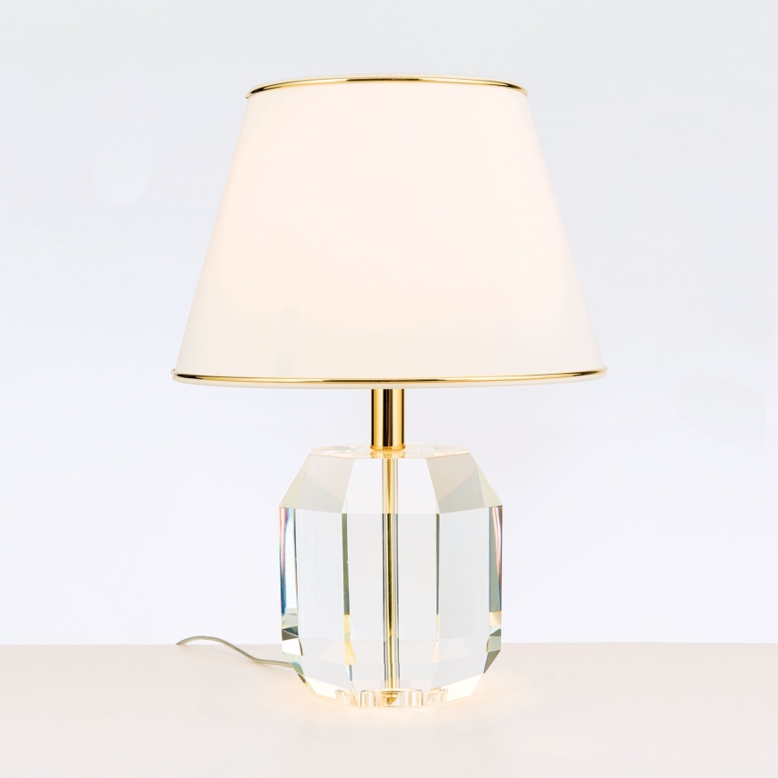 Křišťálová stolní lampa ALEXIS 1xE27/60W/230V krémová/zlatá/čirá