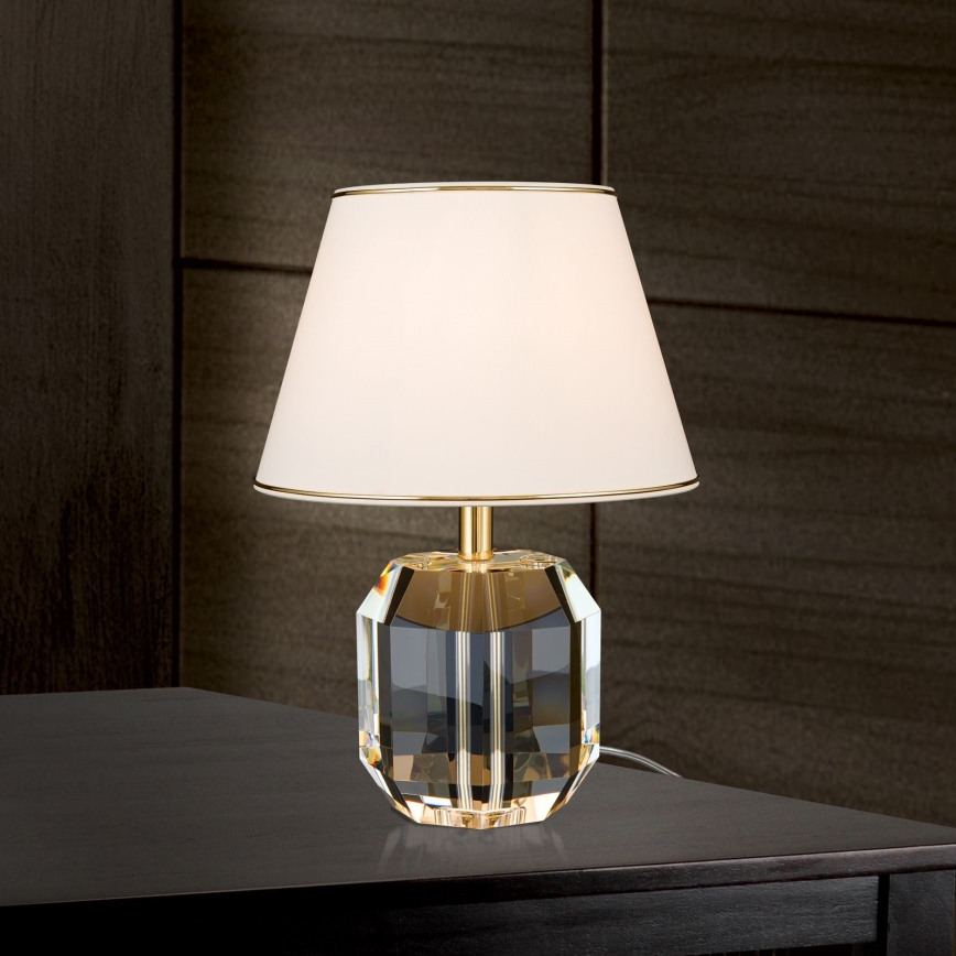 Křišťálová stolní lampa ALEXIS 1xE27/60W/230V krémová/zlatá/čirá
