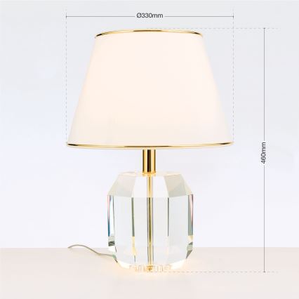 Křišťálová stolní lampa ALEXIS 1xE27/60W/230V krémová/zlatá/čirá