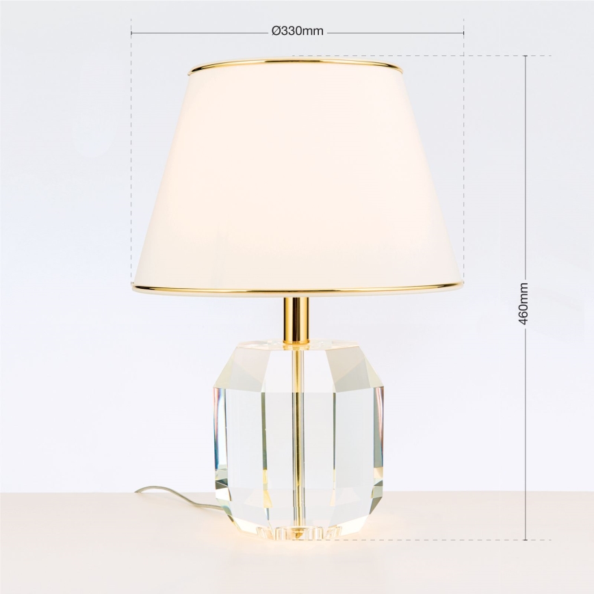 Křišťálová stolní lampa ALEXIS 1xE27/60W/230V krémová/zlatá/čirá