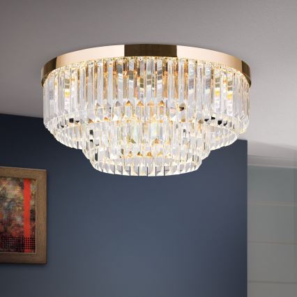 LED Stmívatelné křišťálové stropní svítidlo PRISM LED/80W/230V pr. 55 cm 24K zlato