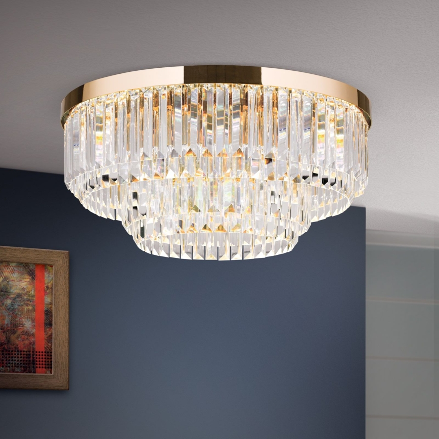 LED Stmívatelné křišťálové stropní svítidlo PRISM LED/80W/230V pr. 55 cm 24K zlato