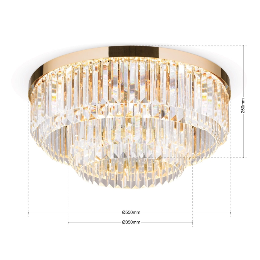 LED Stmívatelné křišťálové stropní svítidlo PRISM LED/80W/230V pr. 55 cm 24K zlato