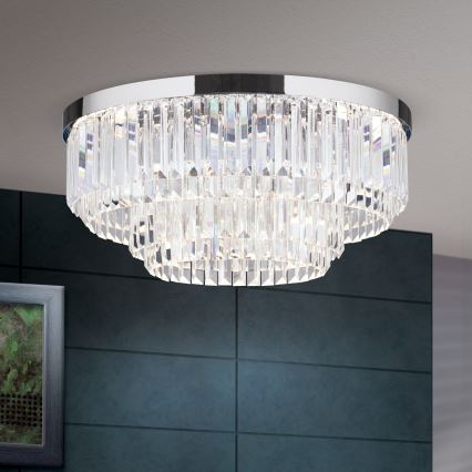 LED Stmívatelné křišťálové stropní svítidlo PRISM LED/80W/230V pr. 55 cm lesklý chrom