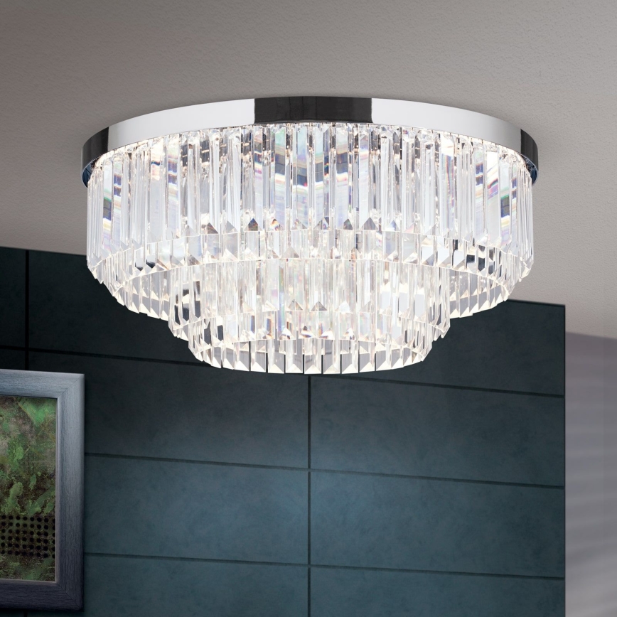 LED Stmívatelné křišťálové stropní svítidlo PRISM LED/80W/230V pr. 55 cm lesklý chrom