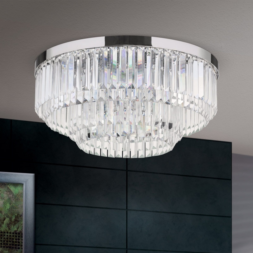 LED Stmívatelné křišťálové stropní svítidlo PRISM LED/80W/230V pr. 55 cm lesklý chrom