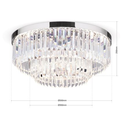 LED Stmívatelné křišťálové stropní svítidlo PRISM LED/80W/230V pr. 55 cm lesklý chrom
