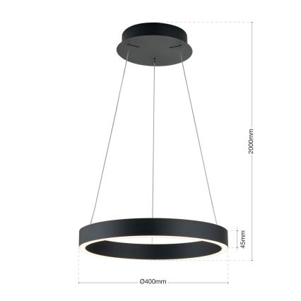 Orion - LED Stmívatelný lustr na lanku KOLK LED/40W/230V 2700/3000/4000K pr. 40 cm černá