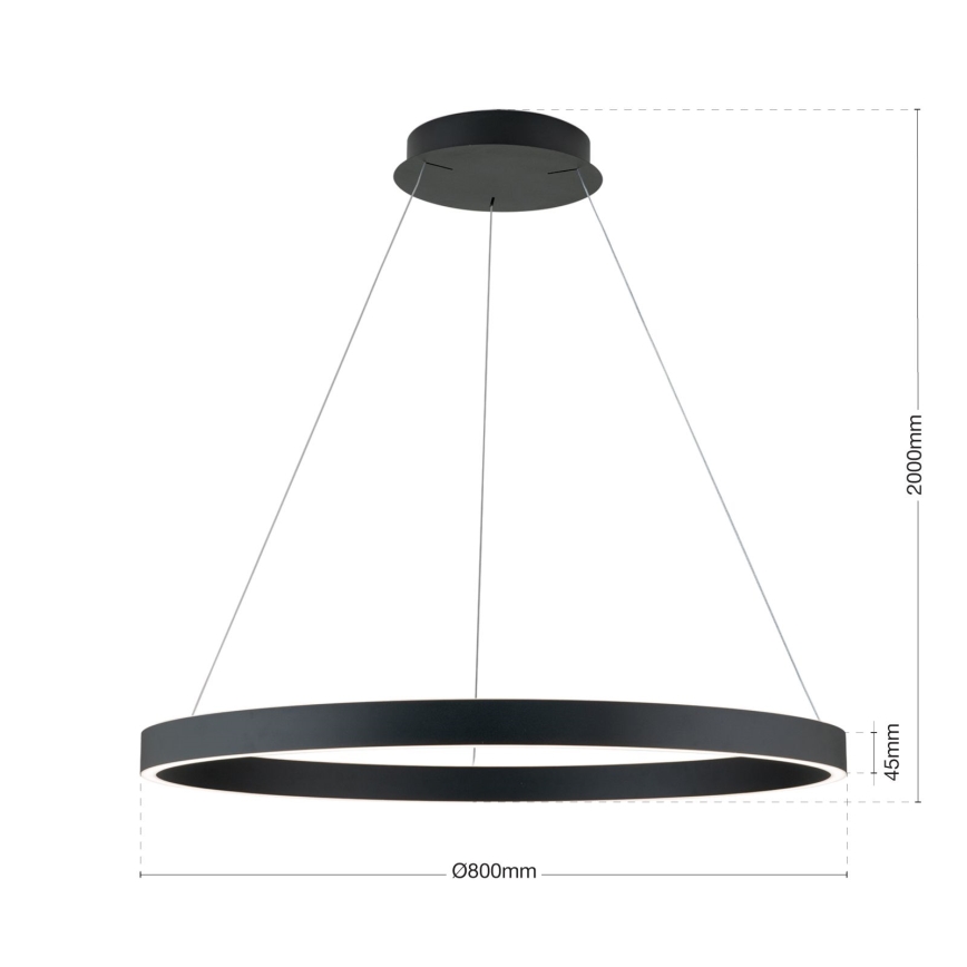 LED Stmívatelný lustr na lanku KOLK LED/80W/230V 2700/3000/4000K pr. 80 cm černá