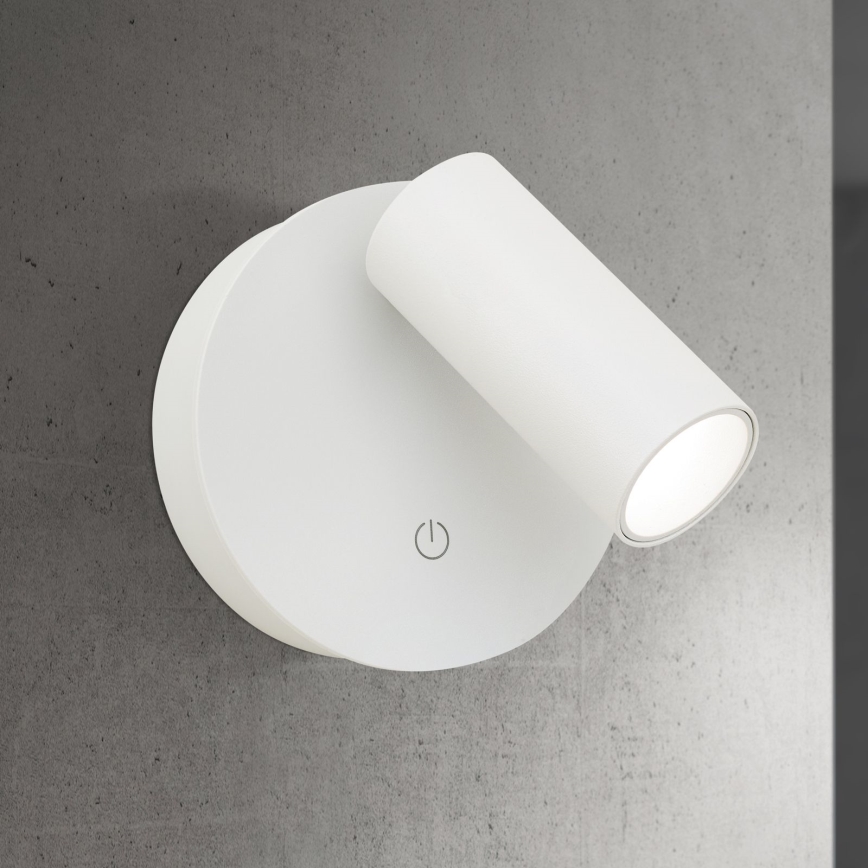 LED Stmívatelné nabíjecí dotykové nástěnné bodové svítidlo LUXY LED/1W/5V 2200 mAh 2700/3000/4000K bílá