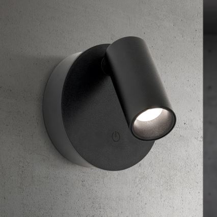 LED Stmívatelné nabíjecí dotykové nástěnné bodové svítidlo LUXY LED/1W/5V 2200 mAh 2700/3000/4000K černá