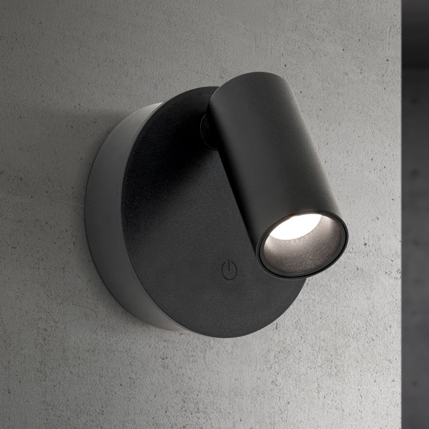 LED Stmívatelné nabíjecí dotykové nástěnné bodové svítidlo LUXY LED/1W/5V 2200 mAh 2700/3000/4000K černá