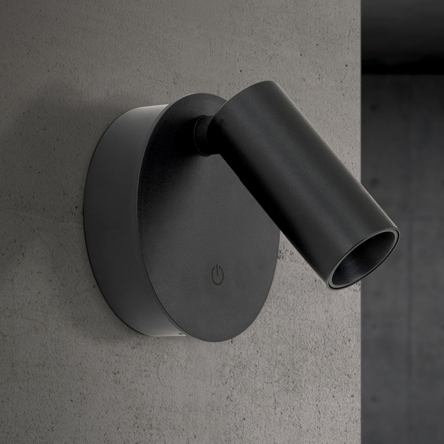 LED Stmívatelné nabíjecí dotykové nástěnné bodové svítidlo LUXY LED/1W/5V 2200 mAh 2700/3000/4000K černá