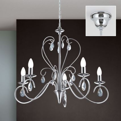 Křišťálový lustr na řetězu ALESSIA 5xE14/40W/230V lesklý chrom