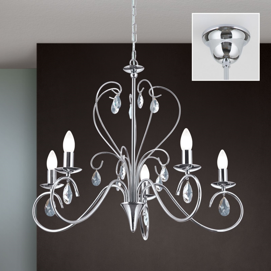 Křišťálový lustr na řetězu ALESSIA 5xE14/40W/230V lesklý chrom