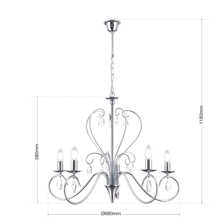Křišťálový lustr na řetězu ALESSIA 5xE14/40W/230V lesklý chrom