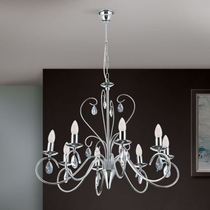 Křišťálový lustr na řetězu ALESSIA 8xE14/40W/230V lesklý chrom