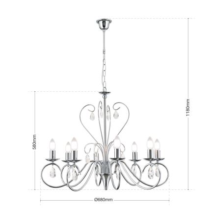Křišťálový lustr na řetězu ALESSIA 8xE14/40W/230V lesklý chrom