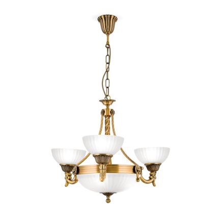 Lustr na řetězu ROCCA 6xE27/60W/230V pr. 64 cm bronz/bílá