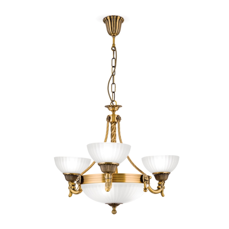 Lustr na řetězu ROCCA 6xE27/60W/230V pr. 64 cm bronz/bílá